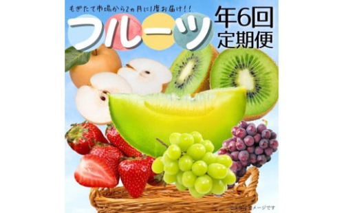 【フルーツ年6回定期便】もぎたて市場から2ヶ月に1回発送／いちご メロン ぶどう 梨 キウイ 果物 くだもの 鉾田市 茨城県 送料無料 産地直送 ギフト 詰め合わせ 贈答 セット 採れたて 季節 旬