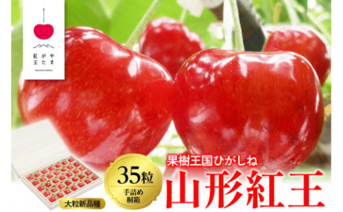 2025年さくらんぼ「山形紅王」35粒桐製化粧箱入り(2L) 東根農産センター提供 hi027-179-1