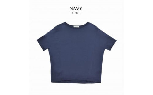【ネイビー】レディース綿・モダール半袖デザインＴシャツ（FL23SS-0011W）【サイズ XL】