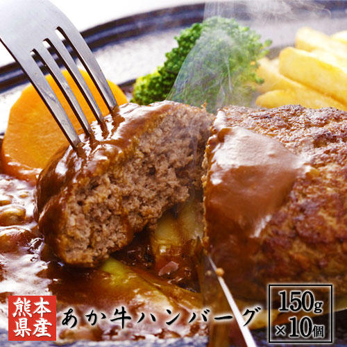 あか牛ハンバーグ150g×10個 《90日以内に順次出荷(土日祝除く)》 送料無料 冷凍 肉 送料無料 御船屋 熊本県御船町 66660 - 熊本県御船町