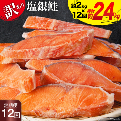 定期便 《12ヶ月連続お届け》 訳あり 銀鮭 切身 約2kg×12回 計24kg [宮城東洋 宮城県 気仙沼市 20564464] 鮭 海鮮 規格外 不揃い さけ サケ 鮭切身 シャケ 切り身 冷凍 家庭用 訳アリ おかず 弁当 支援 事業者支援 668042 - 宮城県気仙沼市