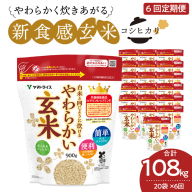 やわらかい玄米 900g×20袋　※定期便6回　小分け 米 こめ コメ ごはん 栄養豊富 簡単 便利 美容 健康 新食感 もちもち 安心安全なヤマトライス　H074-637