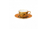 オマージュ コレクションカプチーノ碗皿(橙絵花鳥文) H1025