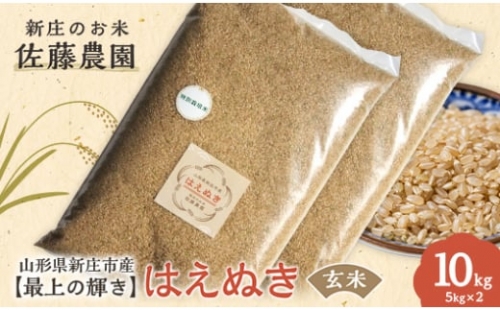 【最上の輝き】はえぬき 玄米 5kg×2袋 米 お米 おこめ 山形県 新庄市 F3S-1651