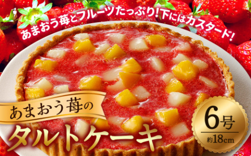 あまおう苺のタルトケーキ 6号（約18cm）4～6人分  ケーキ イチゴ いちご タルト スイーツ あまおう フルーツ カスタード 白桃 黄桃 ケーキ 677428 - 福岡県嘉麻市