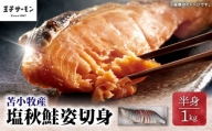 【王子サーモン】塩秋鮭姿切身（半身） 1kg　T041-002