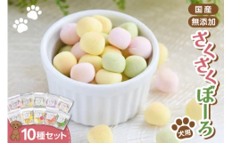 北海道産の素材を使用したオリジナルブランド Humming Dog の人気商品さくさくぼーろシリーズから10品を詰め合わせました。（トマト、ブルーベリー、ミックス、ヤギミルク、アップル、バナナ、ほうれ