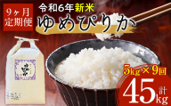 【令和6年産 新米】北海道厚沢部産ゆめぴりか45kg（5kg×9ヶ月連続お届け） 【 ふるさと納税 人気 おすすめ ランキング 米 ゆめぴりか ご飯 ごはん 白米 つや 粘り 北海道 厚沢部 送料無料 】 ASG008