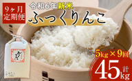 【令和6年産 新米】北海道厚沢部産ふっくりんこ45kg（5kg×9ヶ月連続お届け）  【 ふるさと納税 人気 おすすめ ランキング 米 ご飯 ごはん 白米 ふっくりんこ 精米 つや 粘り 北海道 厚沢部 送料無料 】 ASG032