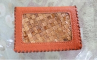 林寿工芸舎 定期入れ(8.5×11.5×1.7cmりんご樹皮加工)オレンジ