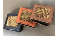 林寿工芸舎 折りたたみ財布(9×8.5×2cmりんご樹皮加工)こげ茶