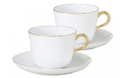 【ふるさと納税】モーニング碗皿ペアセット（ゴールドライン）〈大倉陶園〉