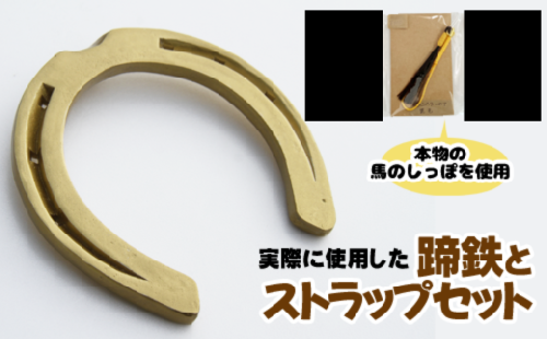 蹄鉄 （ 鉄製 ゴールド ）& 馬のしっぽの毛 ストラップ （ 栗毛 ） 【馬っこパーク・いわて】／ てい鉄 さび止め 錆止め サビ止め 金 金色 鉄 加工 馬毛 尻尾 幸運 開運 厄除け 魔除け アイテム 本物 インテリア アクセサリー おすすめ 688201 - 岩手県滝沢市
