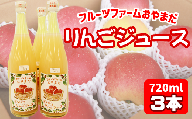 りんごジュース３本セット（種類おまかせ）【フルーツファームおやまだ】 / リンゴジュース 100% りんご 林檎