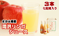 滝沢りんごジュース ３本セット 化粧箱入り（720ml×３本）【さかえ農園】 / 100% りんご ギフト 贈答