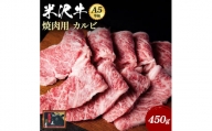 「A5ランク」米沢牛カルビ焼肉用450g_B032