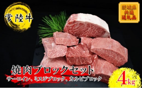 【常陸牛】焼肉ブロックセット（合計 4kg）（茨城県共通返礼品） 694500 - 茨城県常総市