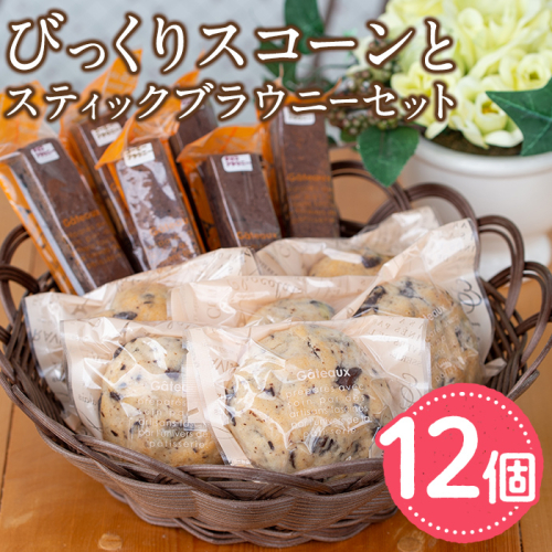 【0114101a】びっくりスコーン(6個)とスティックブラウニーセット！(2種・計6本)お菓子 スイーツ 洋菓子 焼き菓子 個包装 小分け おやつ【Felice Regalo】 69744 - 鹿児島県東串良町