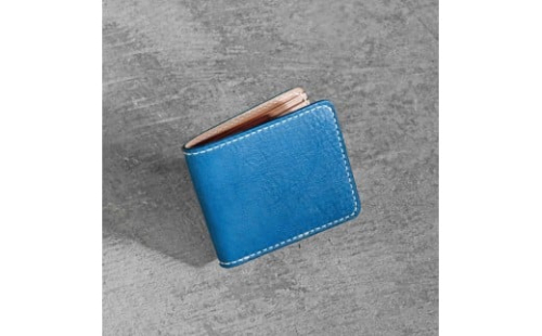 栃木レザー使用｜やわらか本革二つ折り財布｜Half wallet 02｜ブルー｜minca（全7色） 700365 - 栃木県栃木市