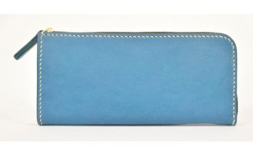 栃木レザー使用｜滑らか本革Lジップ長財布｜Lzip wallet 01｜ブルー｜minca（全6色） 700388 - 栃木県栃木市