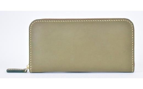 栃木レザー使用｜滑らか本革ラウンドファスナー長財布｜Round zip wallet 01｜オリーブ｜minca（全7色） 700399 - 栃木県栃木市
