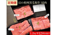 牛肉 定期便 12回 幻の相州黒毛和牛肩肉 1.2kg×12回 計14.4kg【相州黒毛和牛 相州牛 幻の牛肉 極上の旨味と風味 キメ細かな上質の脂 様々な料理に ブランド牛 ブランド牛肉 神奈川県 小田原市 】