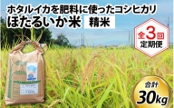 【訳あり】ほたるいか米（精米10kg）×3回 計30kg【3ヶ月定期便】