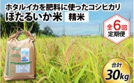【訳あり】ほたるいか米（精米５kg）×6回 計30kg【6ヶ月定期便】