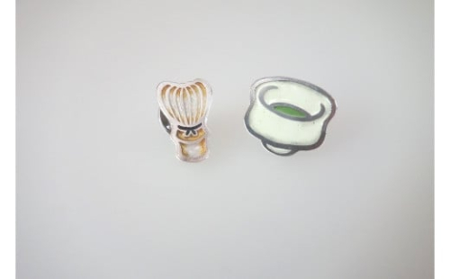 【金工】（白）ちっちゃせんちっちゃわん ピンズセット  石川 金沢 加賀百万石 加賀 百万石 北陸 北陸復興 北陸支援
