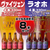 【富士河口湖地ビール】富士桜高原麦酒（ヴァイツェン・ラオホ各4本　8本セット） FAD017