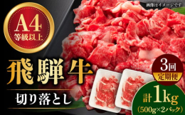 和牛 国産牛 A4 切り落とし 牛肉切り落し スライス 牛肉 飛騨牛 飛騨 岐阜 ブランド和牛 ブランド牛 牛 霜降り 薄切り うす切り 定期便 3回 3kg 国産 お肉 肉 肉じゃが 牛丼 カレー 