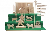 木製の五月人形  3段飾り 箱入 （エンジュの木） 大 M234S07