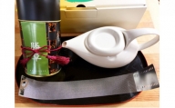 【お茶空間】フタの落ちない不思議な急須と缶入り煎茶200g「くつろぎセット」【ホワイト】