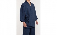 061-9　【紺・Mサイズ】織り・縫製　地元遠州製　子持縞作務衣