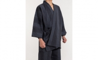 061-23　【茶・Lサイズ】織り・縫製　地元遠州製　三子杢紋織刺子作務衣