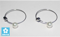 【015-12】真珠の里　ベビーパール　フープイヤリング（銀色）*