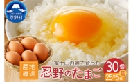 富士山の麓で育った産地直送 ”忍野の卵”※卵25個+割れ保証5個　計30個