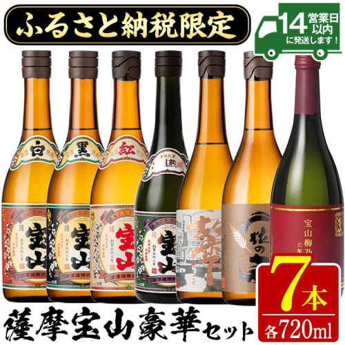 No.489 ふるさと納税限定！人気の焼酎！薩摩宝山豪華セット(7銘柄×各720ml 計7本) 焼酎 酒 宝山 薩摩芋 常温 セット 鹿児島 日置市【西酒造】 74456 - 鹿児島県日置市