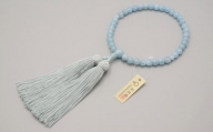 【神戸珠数店】〈京念珠〉女性用数珠 アクアマリン【数珠袋付き】