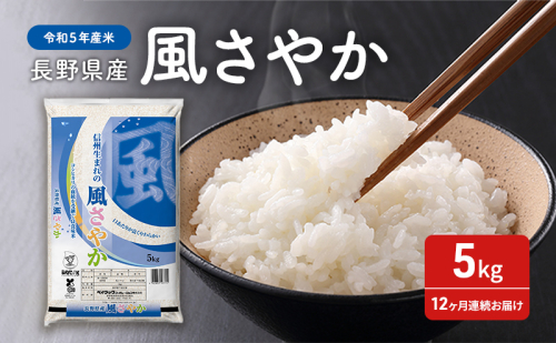 【令和５年産米】長野県産　風さやか5kg　12ヶ月連続お届け お米  75072 - 長野県長野市