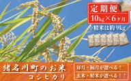 [定期便10kg×6回]猪名川町のお米(コシヒカリ)※玄米※隔月配送