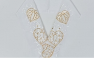 半衿　あおいの柄　ししゅう　白地に白と金の糸 刺繍 [№5275-0221]