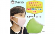 アニちゃんマークのドクターマスク(S(子ども)グリーン)+不織布抗菌・抗ウイルスフィルター(10枚)【1300059】