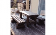 木製ガーデンテーブルセット（ブラウン）
