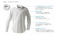 DJS-767 decollouomo メンズドレスシャツ 長袖（生地／オーヴァーチュア）モードタイプ ピュアホワイト／Sサイズ