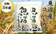 r05-15-2BE 令和5年産 魚沼産コシヒカリ 3kg2袋  和紙製P袋（小千谷米穀）白米 魚沼 米