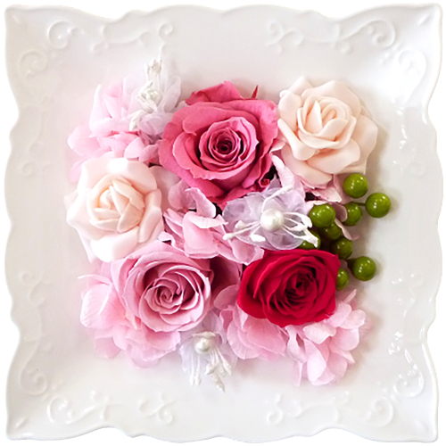 プリザーブドフラワー　磁器フレームアレンジメント（ピンク）【14000201】 77300 - 北海道恵庭市