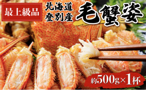 北海道登別産 旬の毛蟹500g前後×1杯 773238 - 北海道登別市
