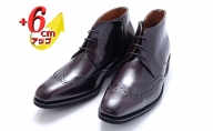 ビジネスブーツ 本革 革靴 紳士靴 ウイングチップ 6cmアップ シークレットブーツ No.1302 ワイン