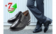 ビジネスシューズ 本革 革靴 カンガルー革 紳士靴 ウイングチップ 7cmアップ シークレットシューズ No.232 ブラック